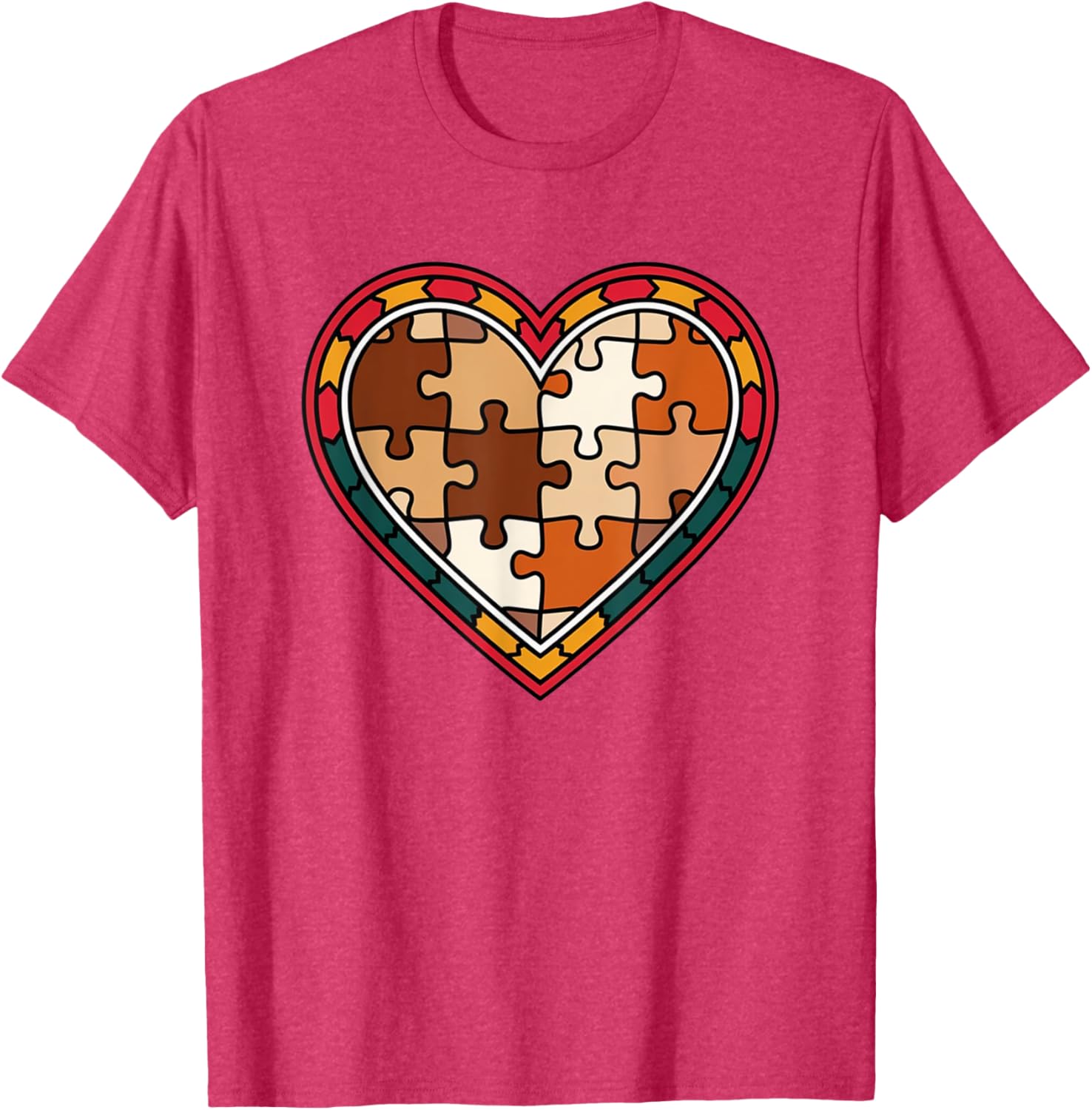 Melanin Heart Puzzle Black History Motivational Afro T-Shirt for All - 23