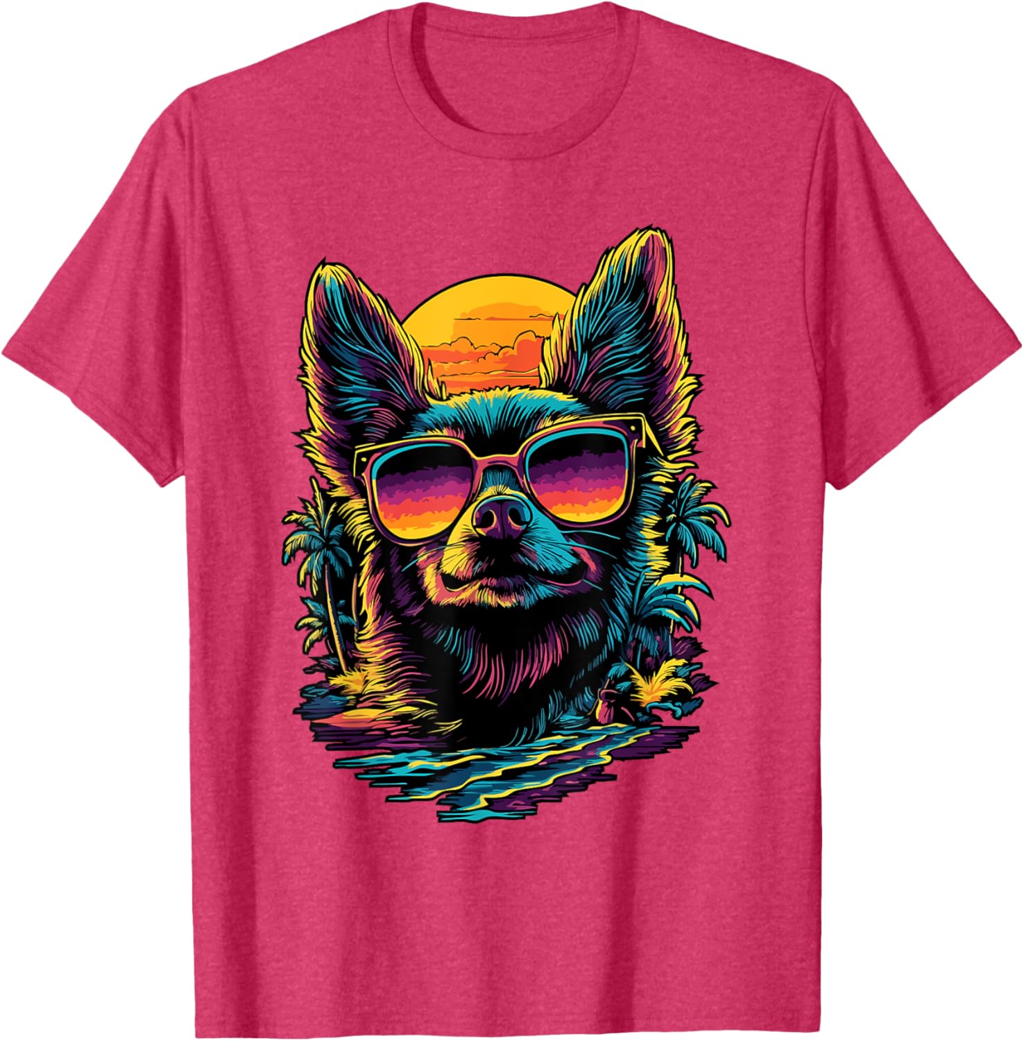 Vintage Sunset Chihuahua T-Shirt for Dog Lovers - Cute Pet Apparel - 13