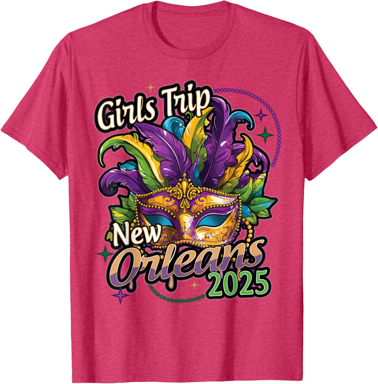 Girls Trip New Orleans 2025 Mardi Gras Mask Beads T-Shirt for Women - 11