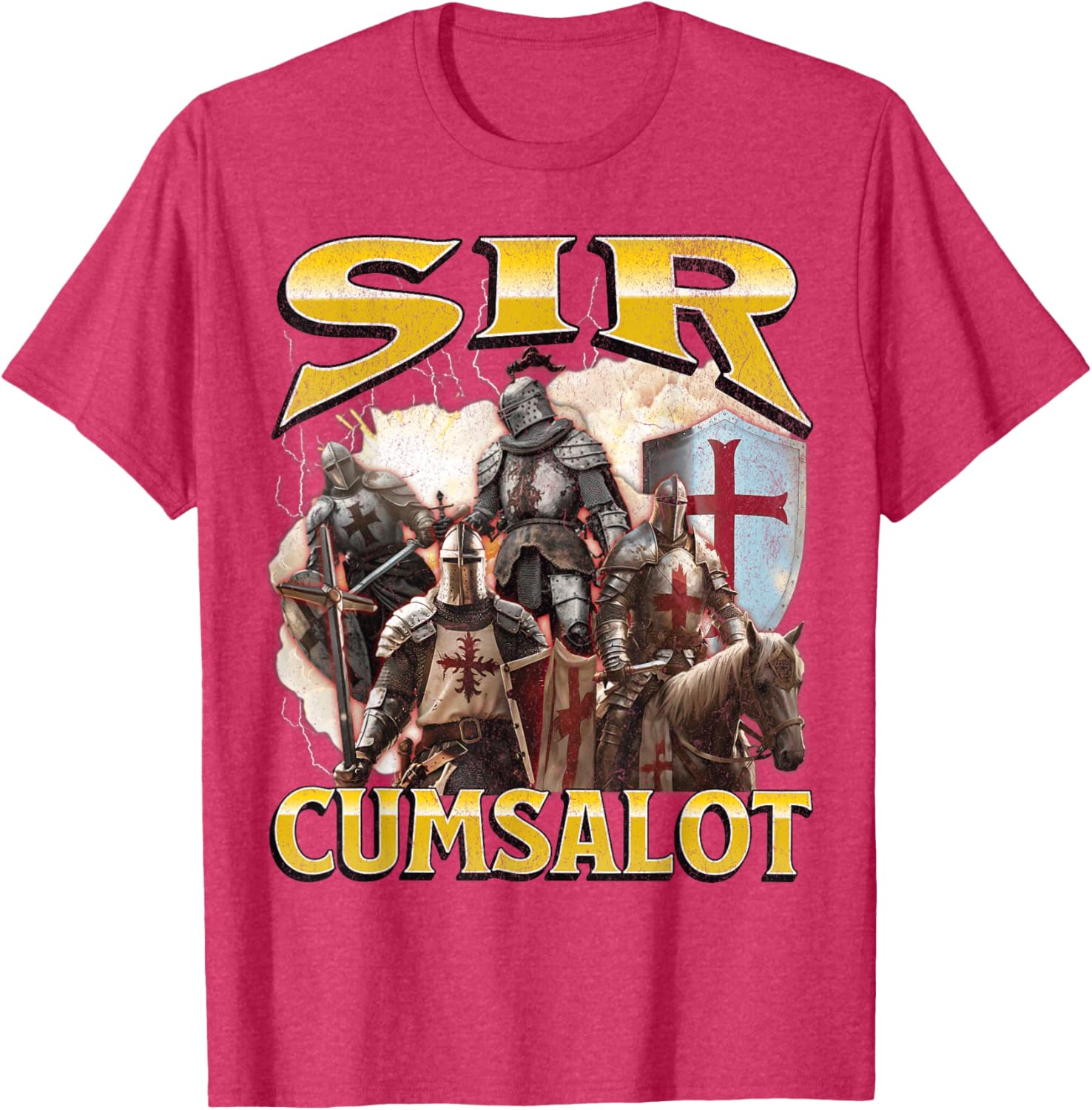 Sir Cumsalot Funny Offensive Knight Meme Graphic T-Shirt for Adults - 1