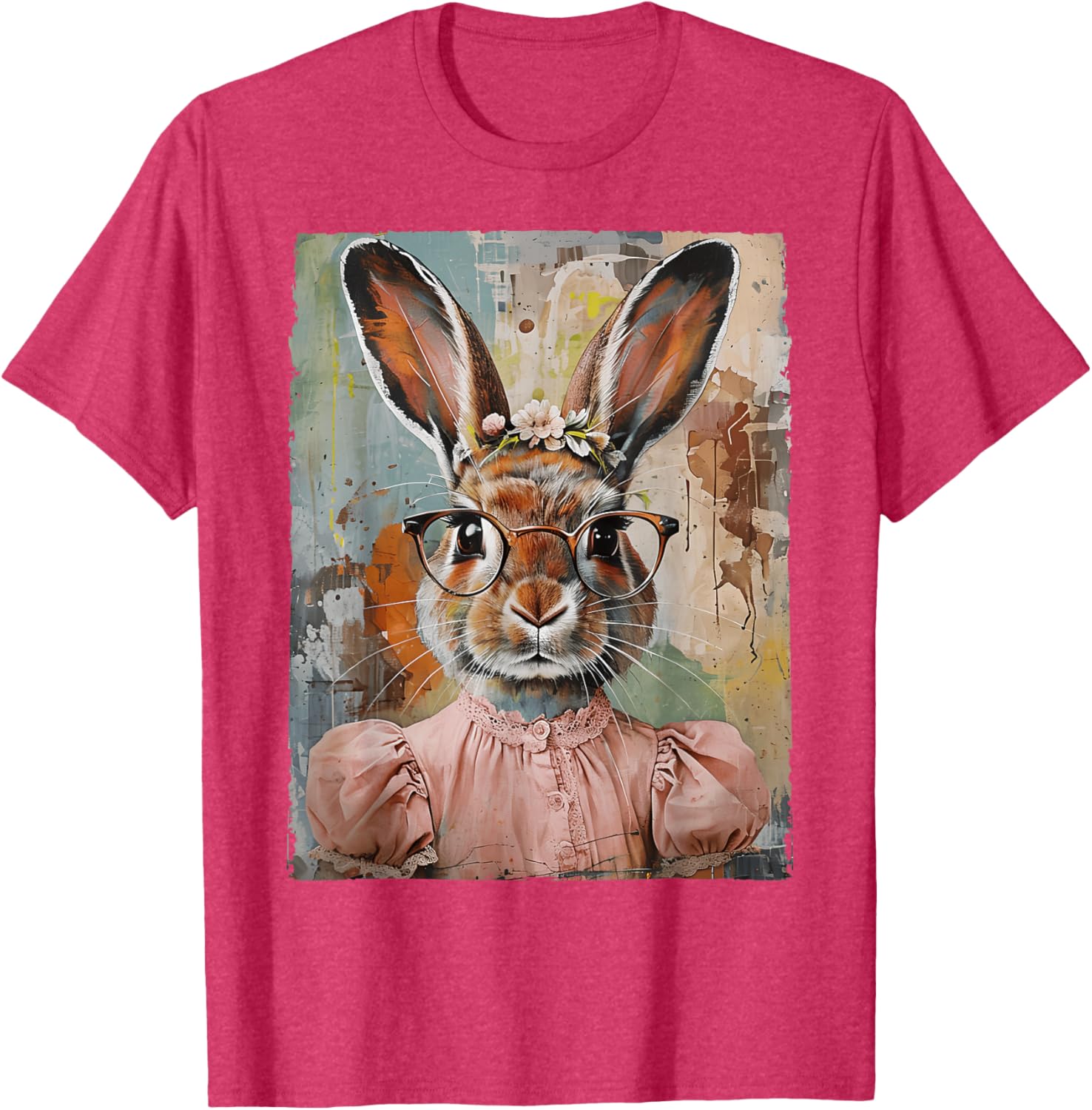 Happy Easter Bunny Rabbit Flower Graphic T-Shirt for Women and Girls - 16
