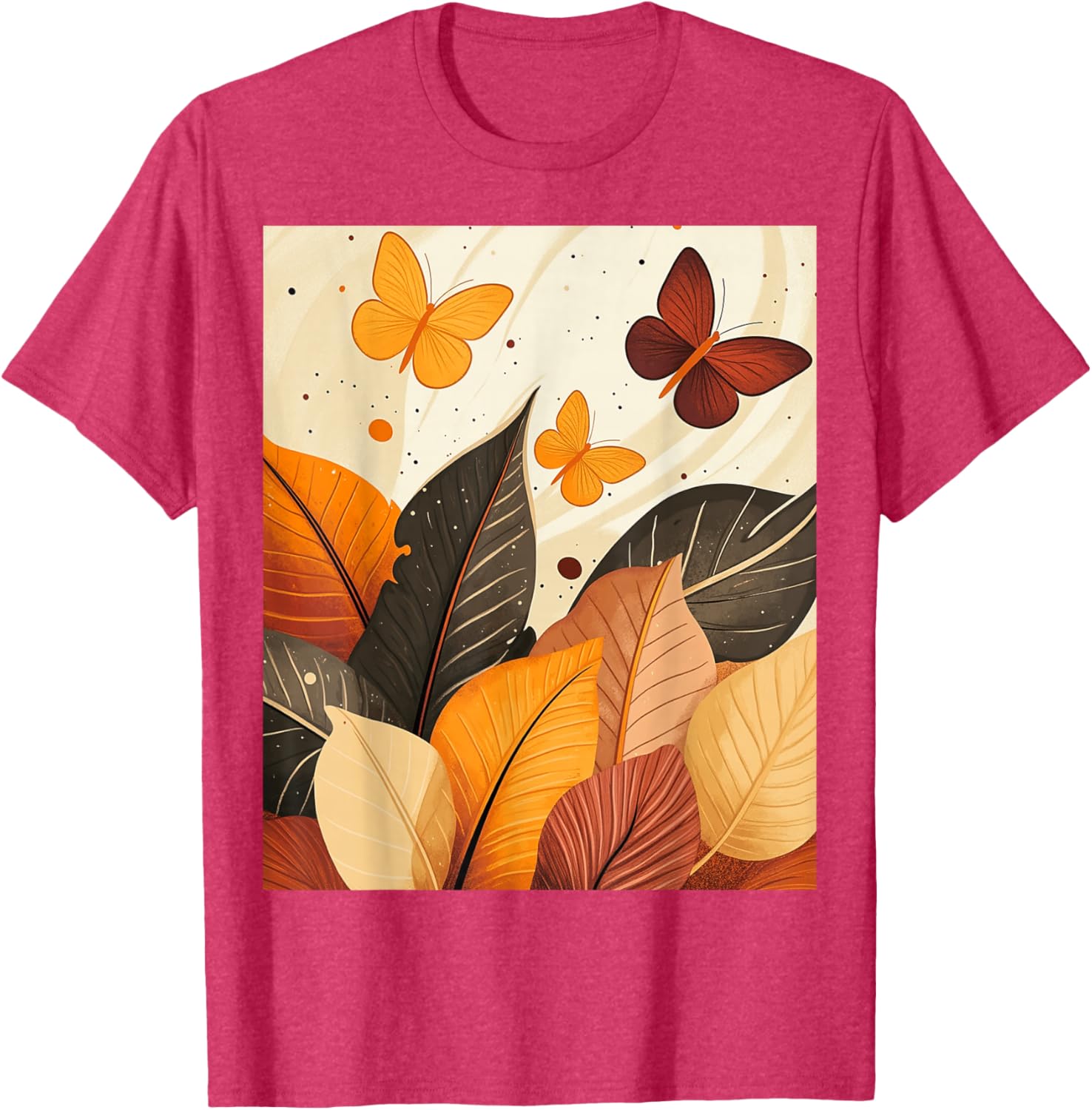 Autumn Leaves and Butterflies T-Shirt for Nature Lovers and Adventurers - 1