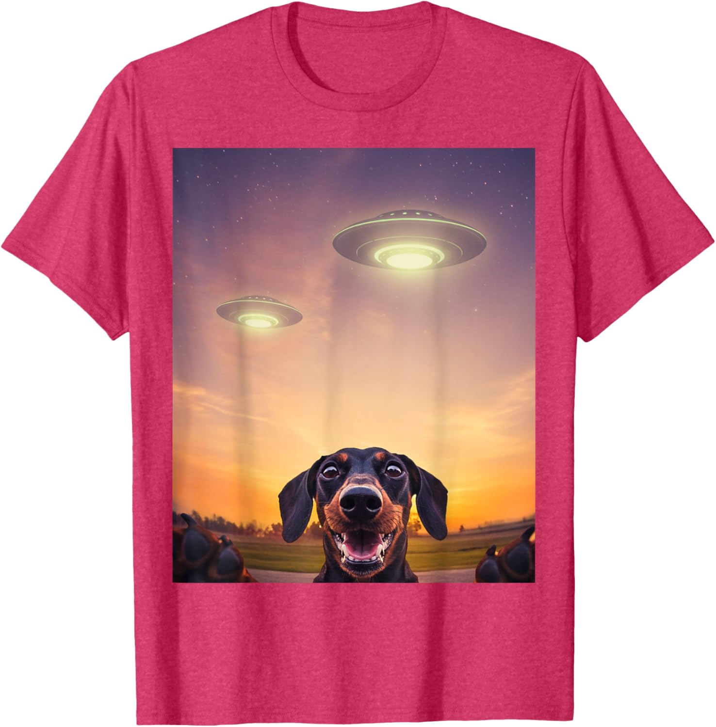 Funny Dachshund UFO Sighting Selfie T-Shirt for Dog Lovers - 9