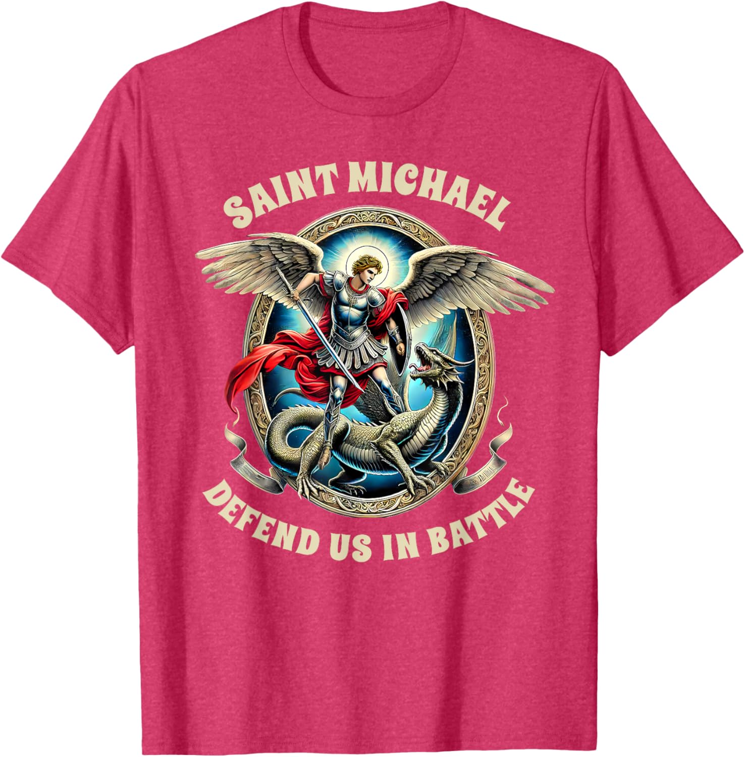 St. Michael Catholic Faith T-Shirt Pray For Us Defend Us In Battle - 14