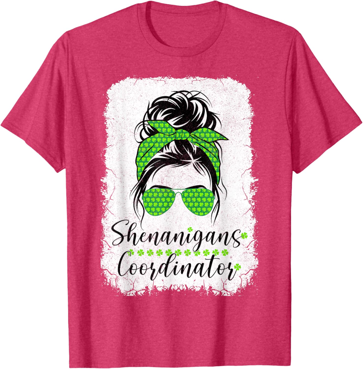 Shenanigans Coordinator Messy Bun St Patricks Day T-Shirt for Women - 23