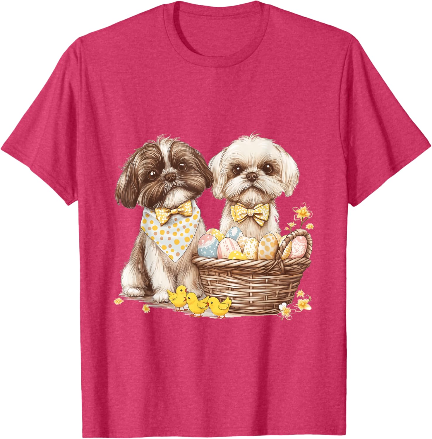 Happy Easter Shih Tzu Dog T-Shirt with Eggs and Chicks for Fun Celebrations - 22