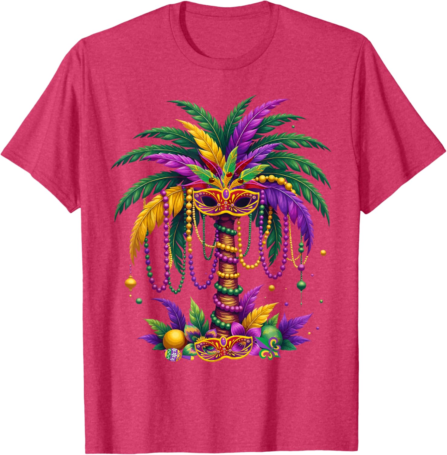 Funny Palm Tree and Beads T-Shirt for Mardi Gras Tropical Parties - 12