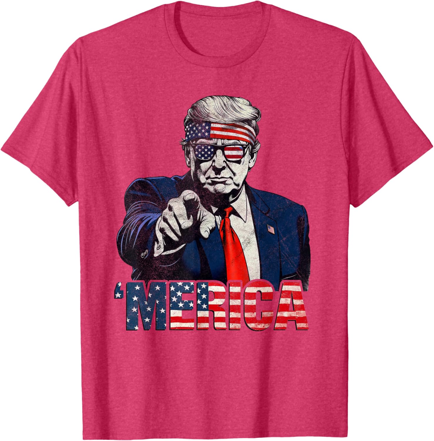 Happy 4th of July Merica Trump American Flag T-Shirt for Celebrations - 8