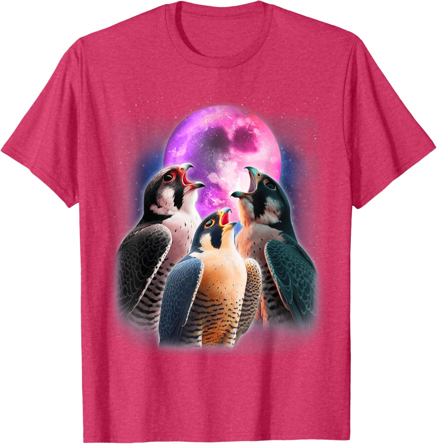 Funny Peregrine Falcon T-Shirt Howling at the Moon for Bird Lovers - 18
