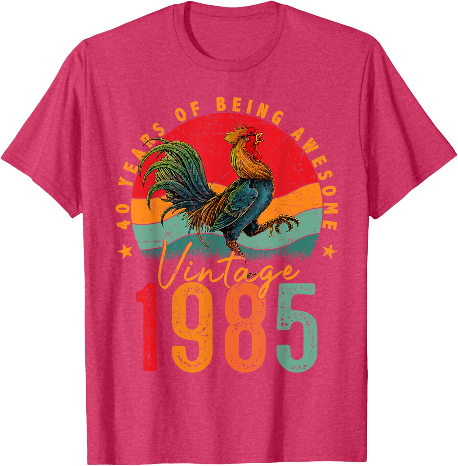 Vintage 1985 Chicken 40th Birthday Mens T-Shirt for 40 Year Old Gifts - 3