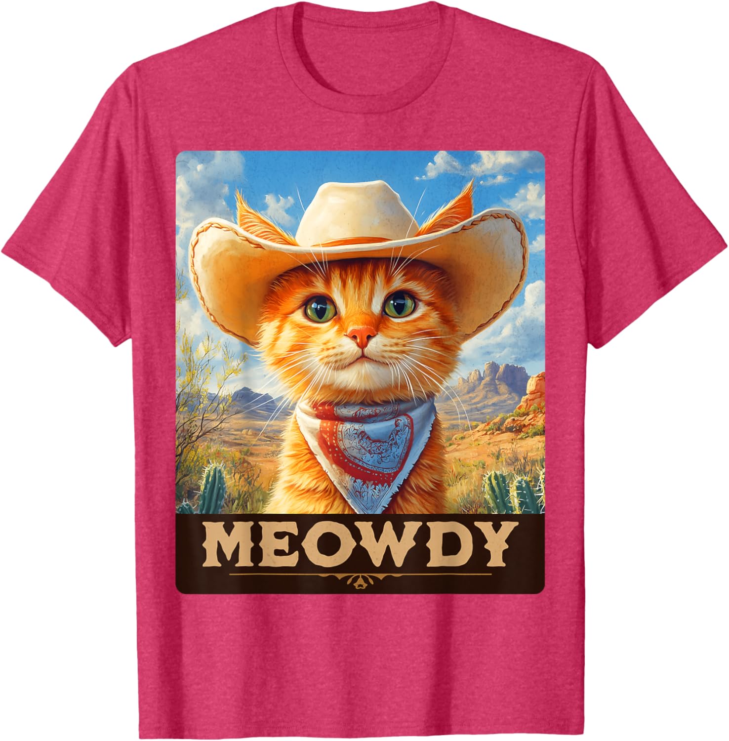 Meowdy Cowboy Cat T-Shirt for Wild West Lovers - Fun Pet Apparel - 8