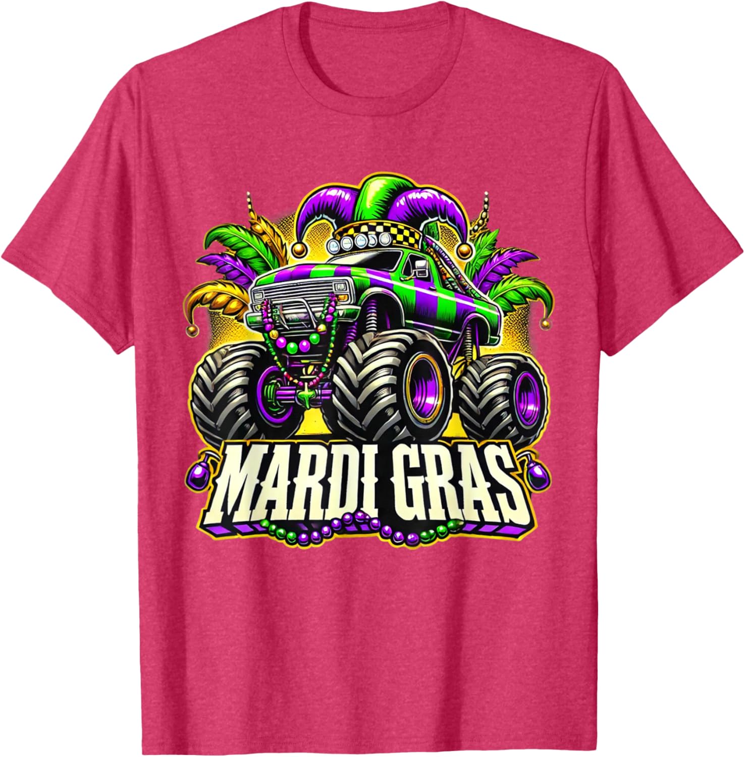 Mardi Gras Jester Monster Truck T-Shirt for Kids Fun Carnival Style - 9