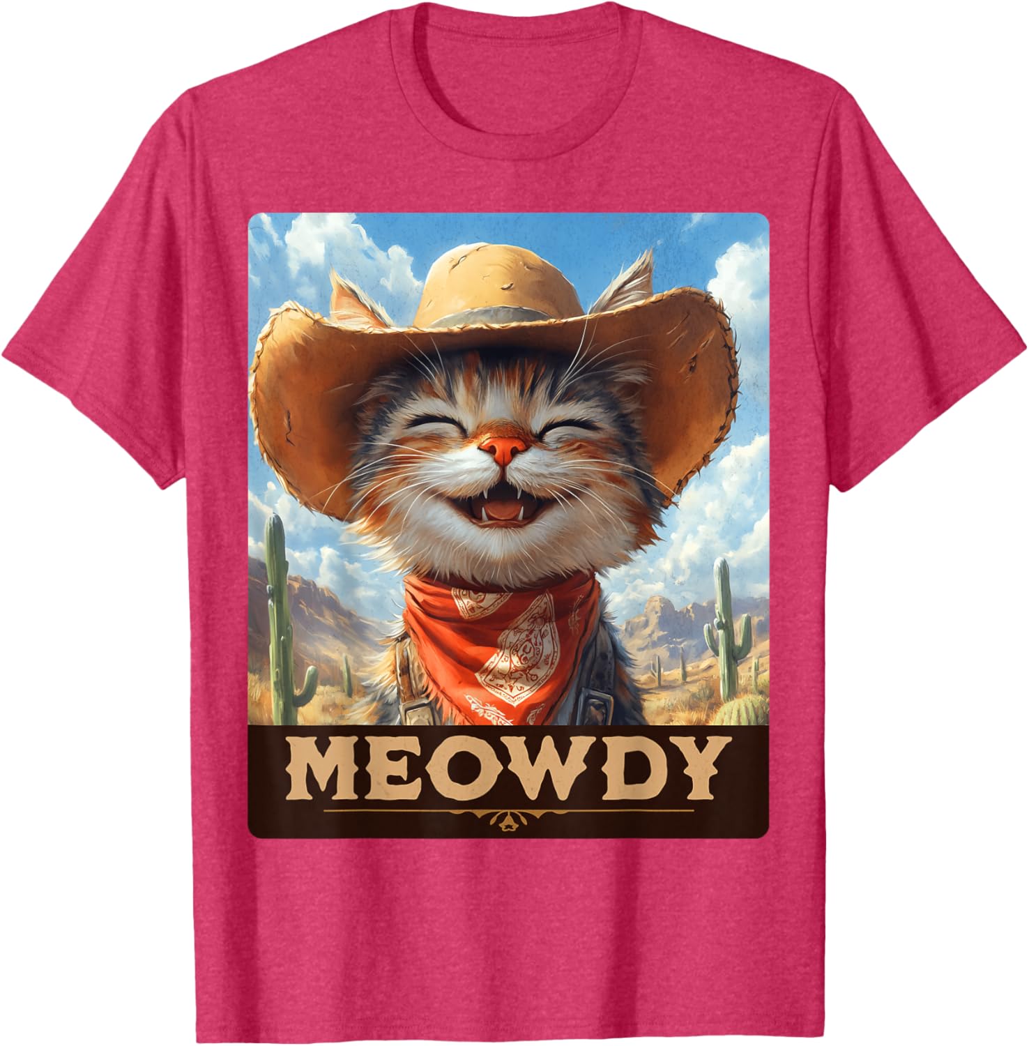 Meowdy Cowboy Cat T-Shirt - Wild West Feline Fun for Cat Lovers - 8