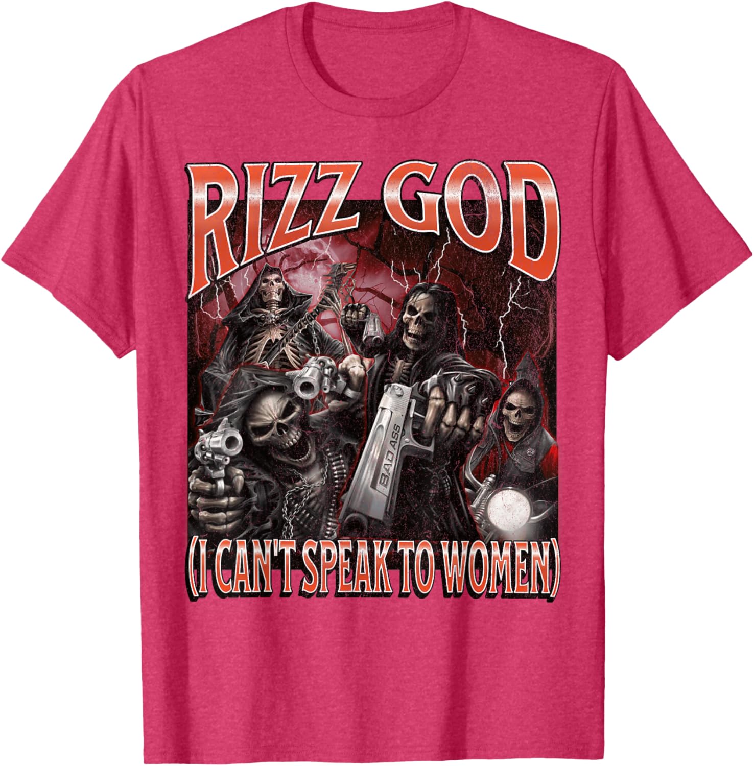 Funny Rizz God Skeleton Meme Tee for Men Who Can't Talk to Women - 3