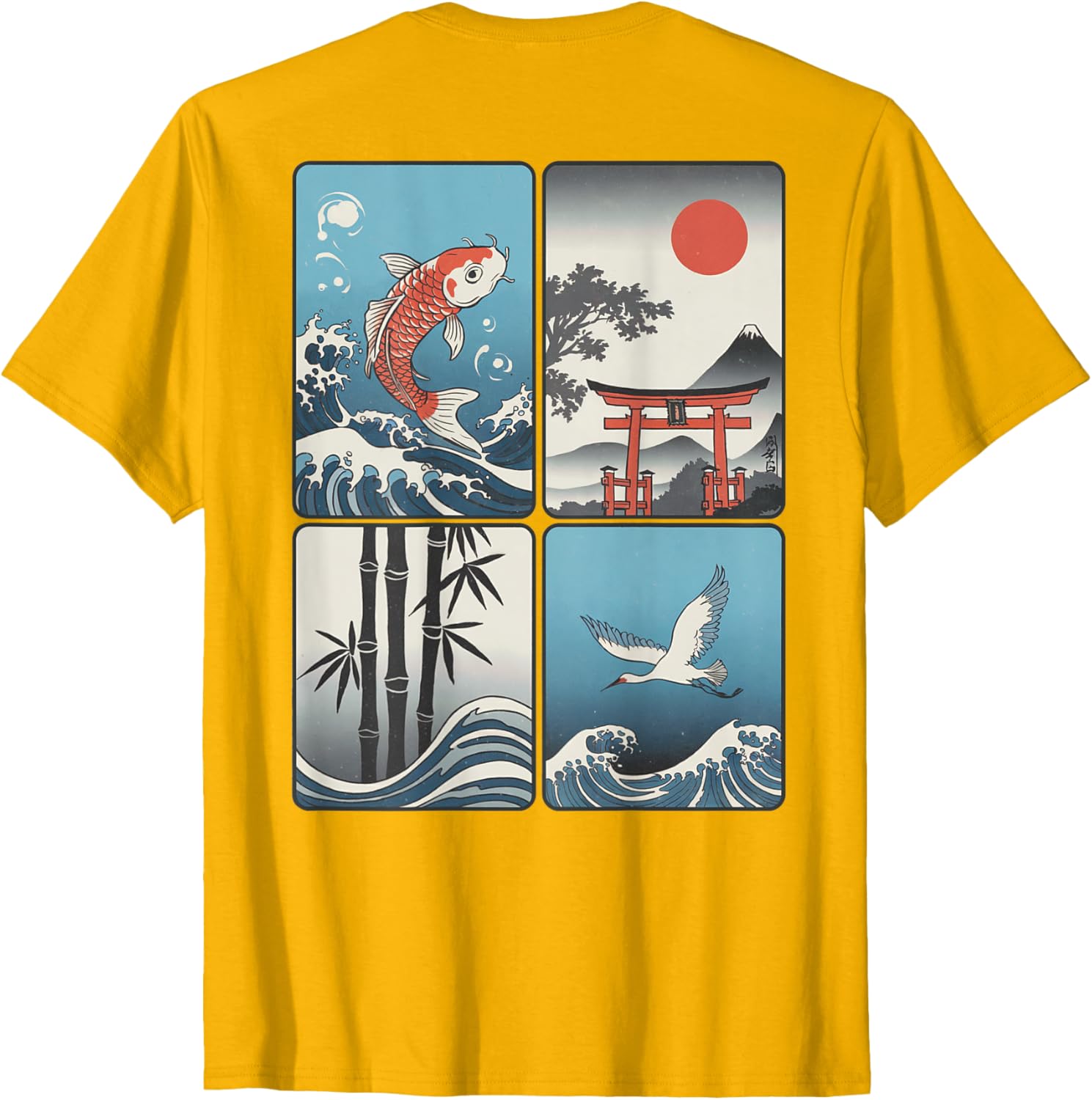 Japanese Koi Fish Great Wave Kanagawa T-Shirt with Kanji Design - 8