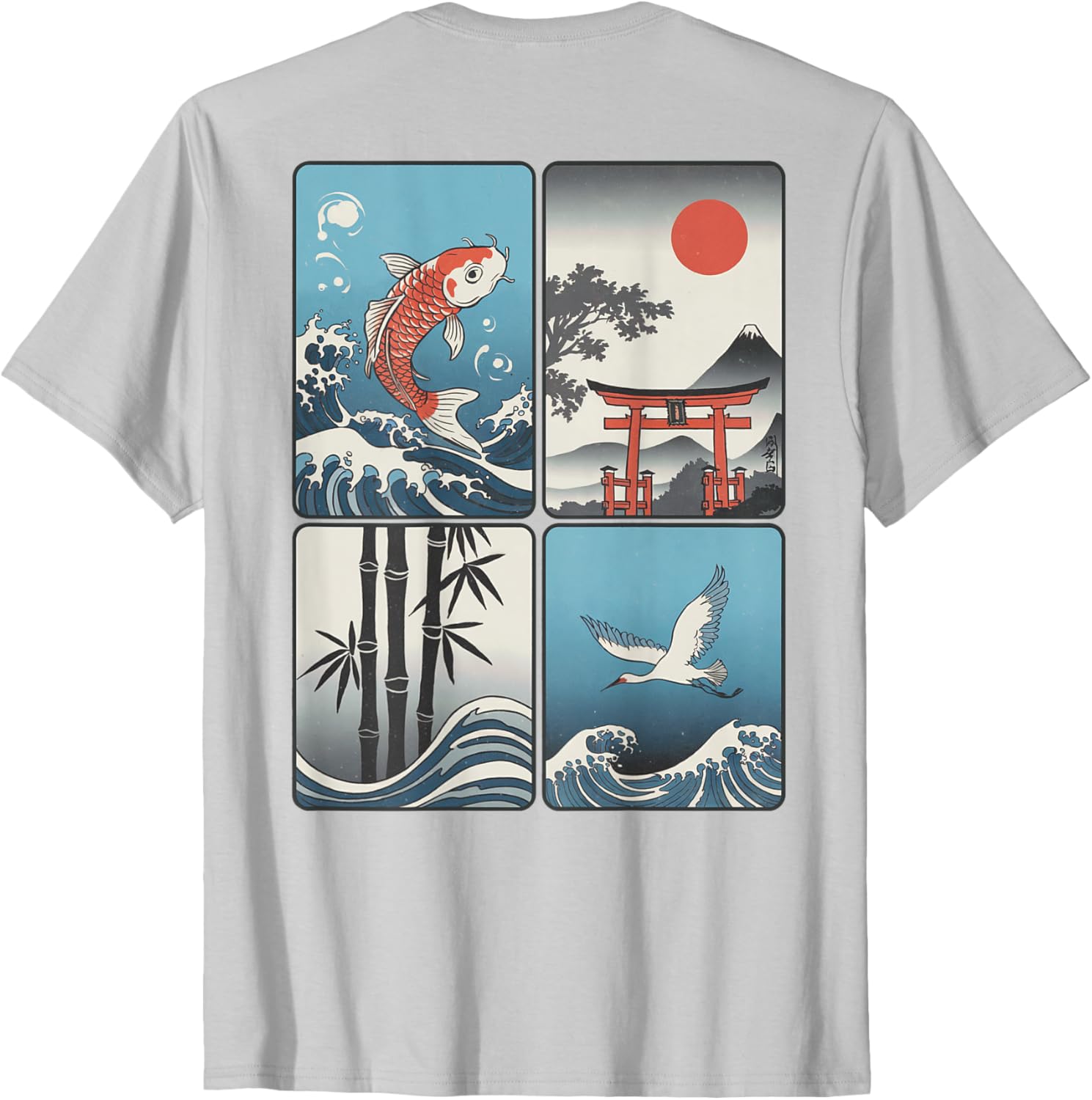 Japanese Koi Fish Great Wave Kanagawa T-Shirt with Kanji Design - 19