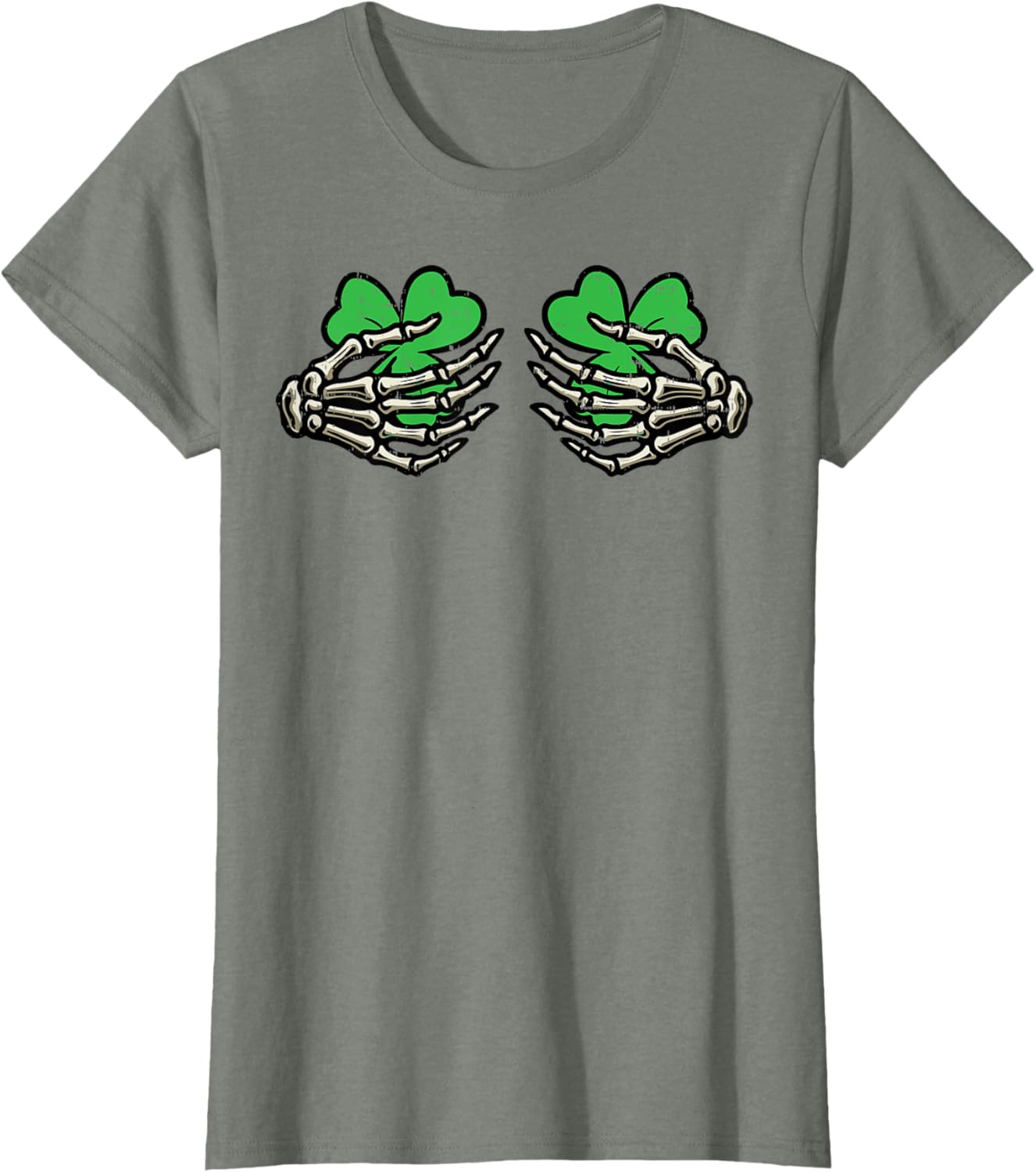 St Patricks Day Skeleton Hand Clover T-Shirt for Women - Fun Saint Patty's Style - 11