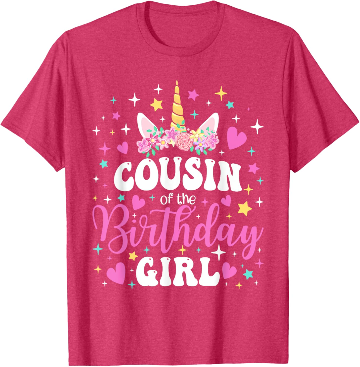 Unicorn Cousin of the Birthday Girl Matching Family T-Shirt Fun Gift - 3