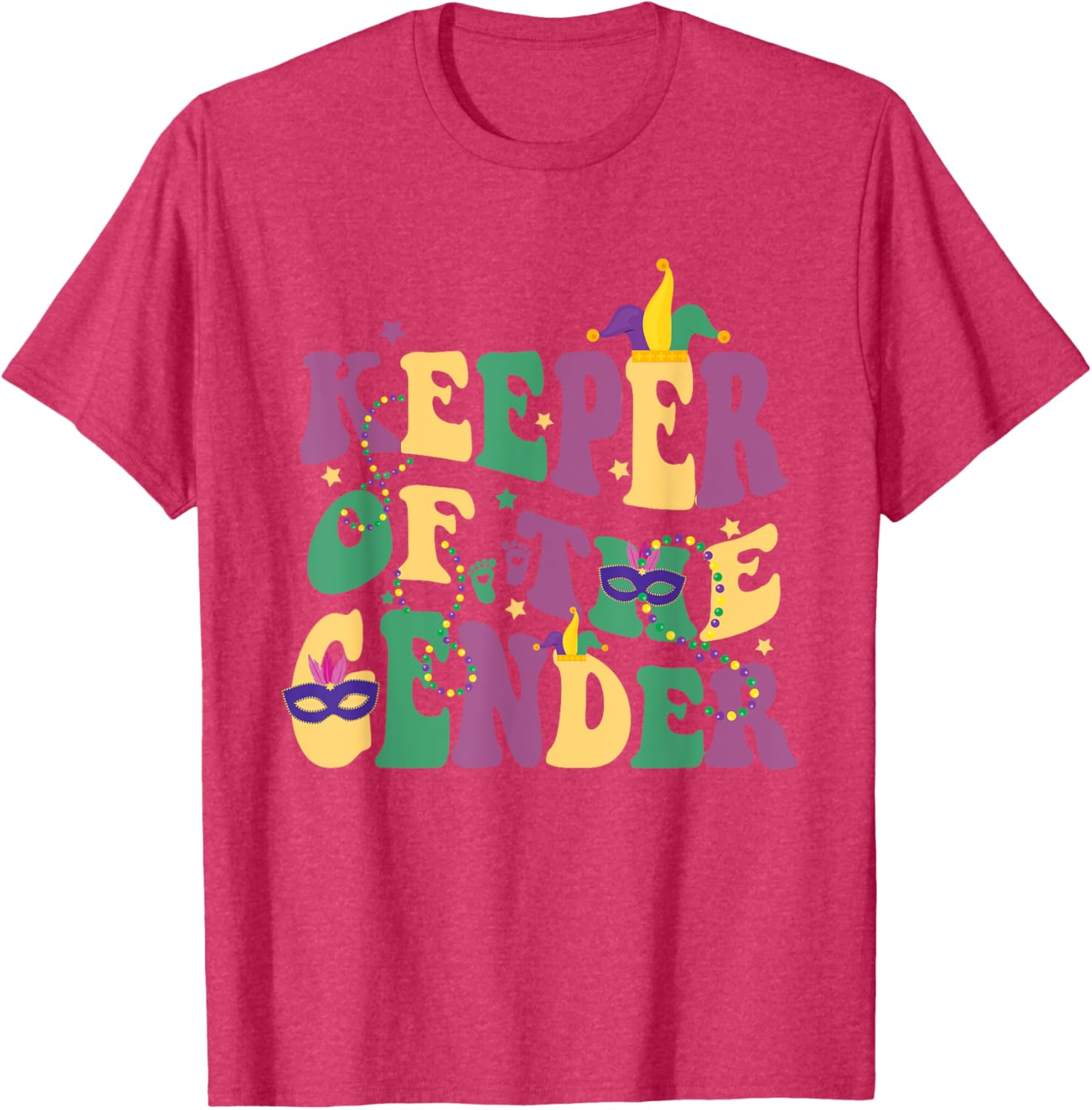 Keeper Of The Gender Reveal Mardi Gras Baby Shower T-Shirt for Fun Celebrations - 8
