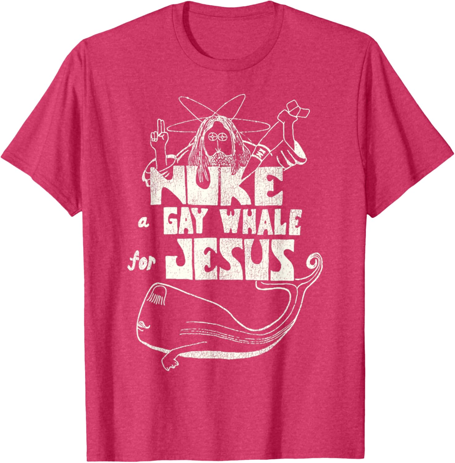 Funny Vintage 80s Nuke a Gay Whale For Jesus T-Shirt for Social Advocacy - 24