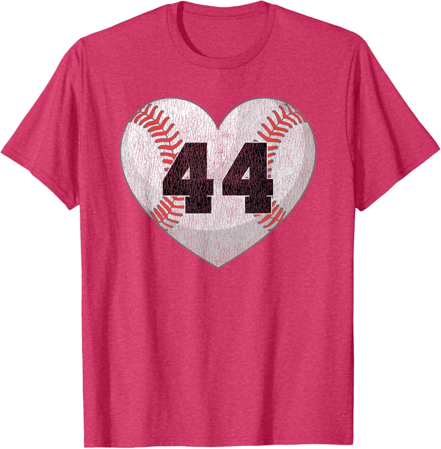 Cute Baseball Number 44 Distressed Heart T-Shirt for Baseball Moms - 29