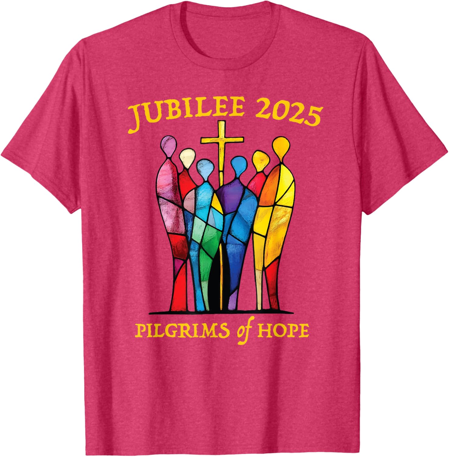 Catholic Jubilee 2025 Pilgrims of Hope Stained Glass T-Shirt for All - 21