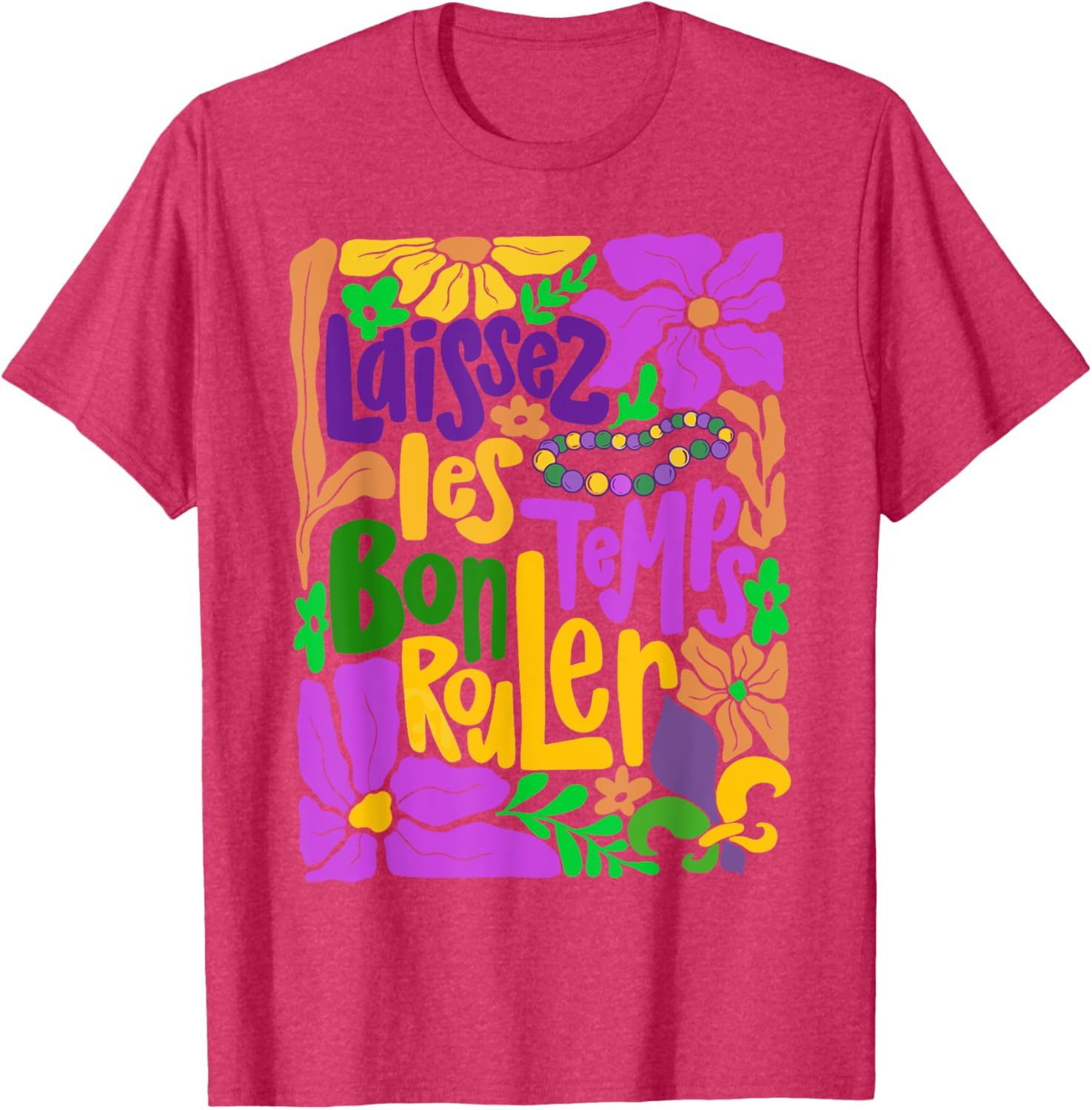 Laissez Les Bon Temps Rouler Mardi Gras Boho Floral T-Shirt for Fun Celebrations - 13
