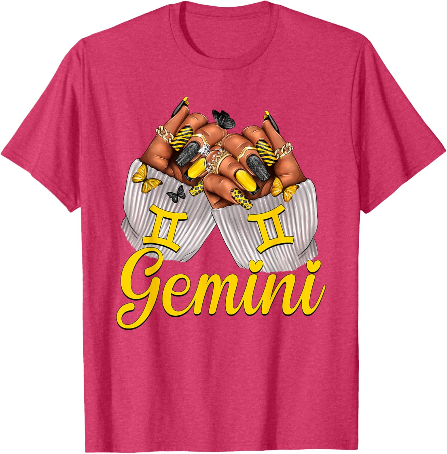 Gemini Black Women Nails Zodiac Birthday Queen T-Shirt for Astrologers - 24