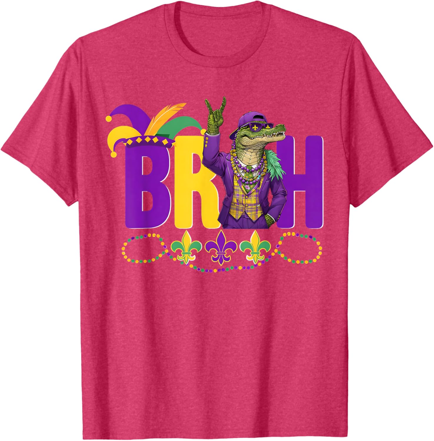 Bruh Mardi Gras Alligator Funny Meme T-Shirt for Boys and Teens - 27