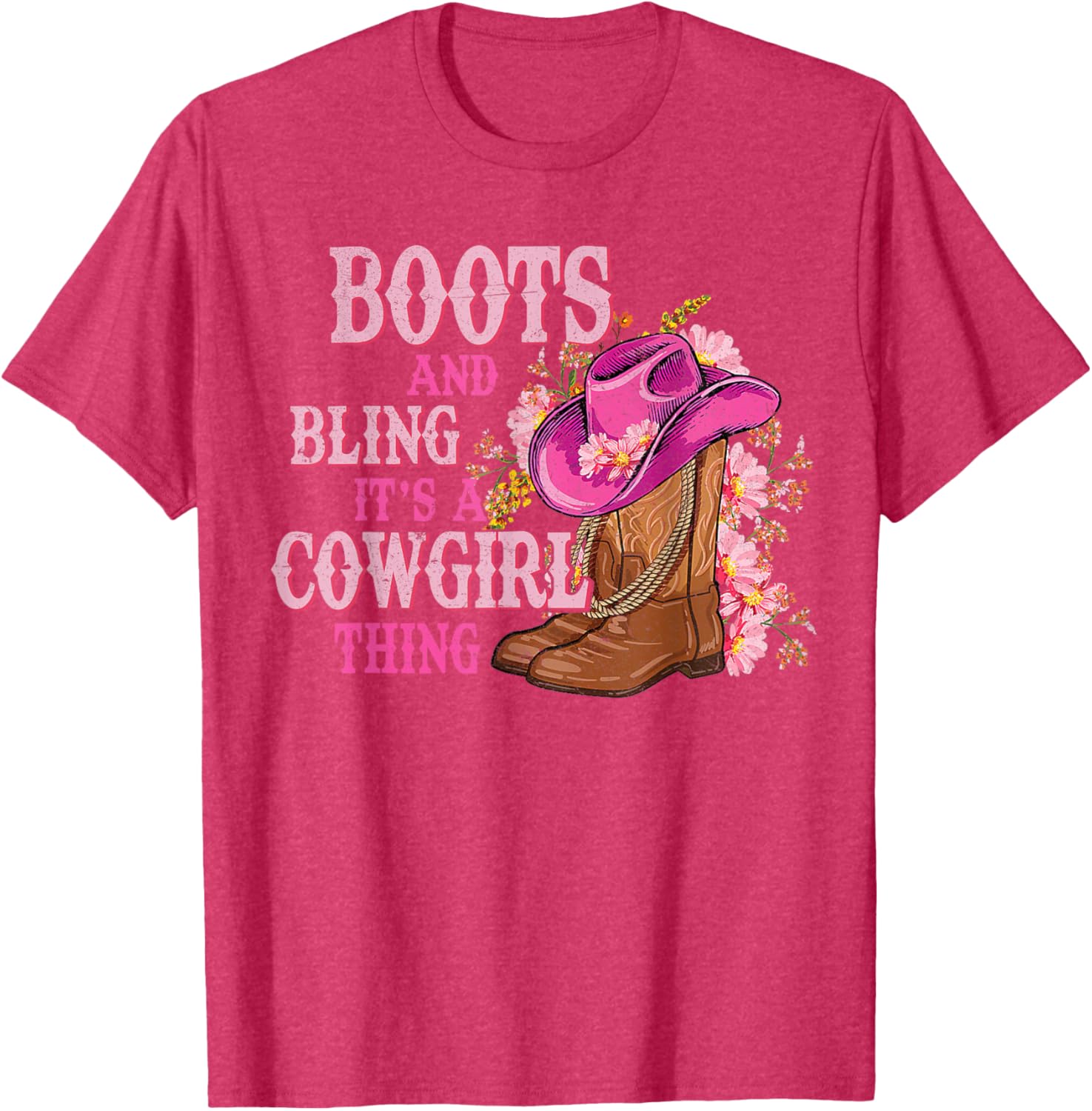 Cowgirl Style Boots and Bling Rodeo Love T-Shirt for Country Girls - 13