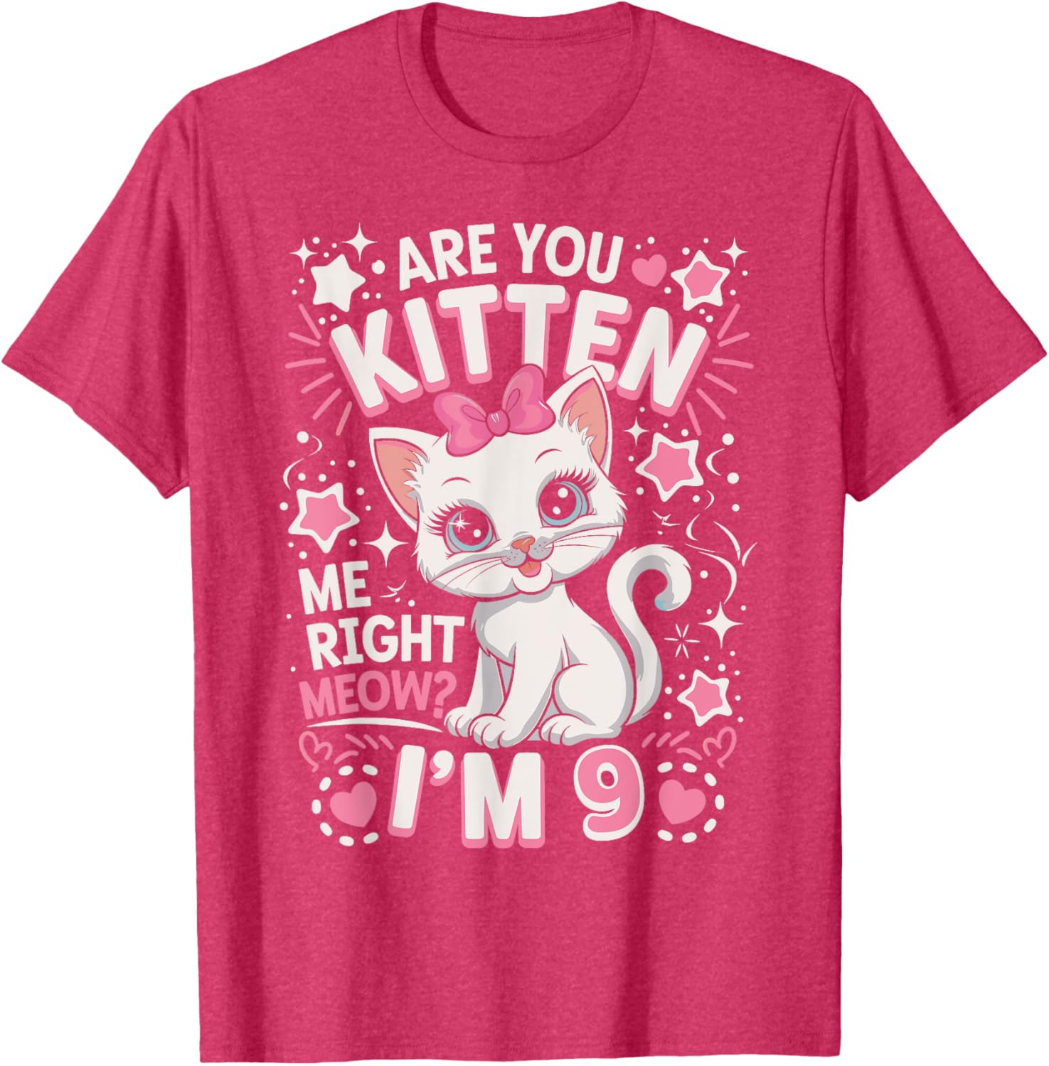 Cute 9th Birthday Cat Girls T-Shirt Are You Kitten Me Right Meow? - 14