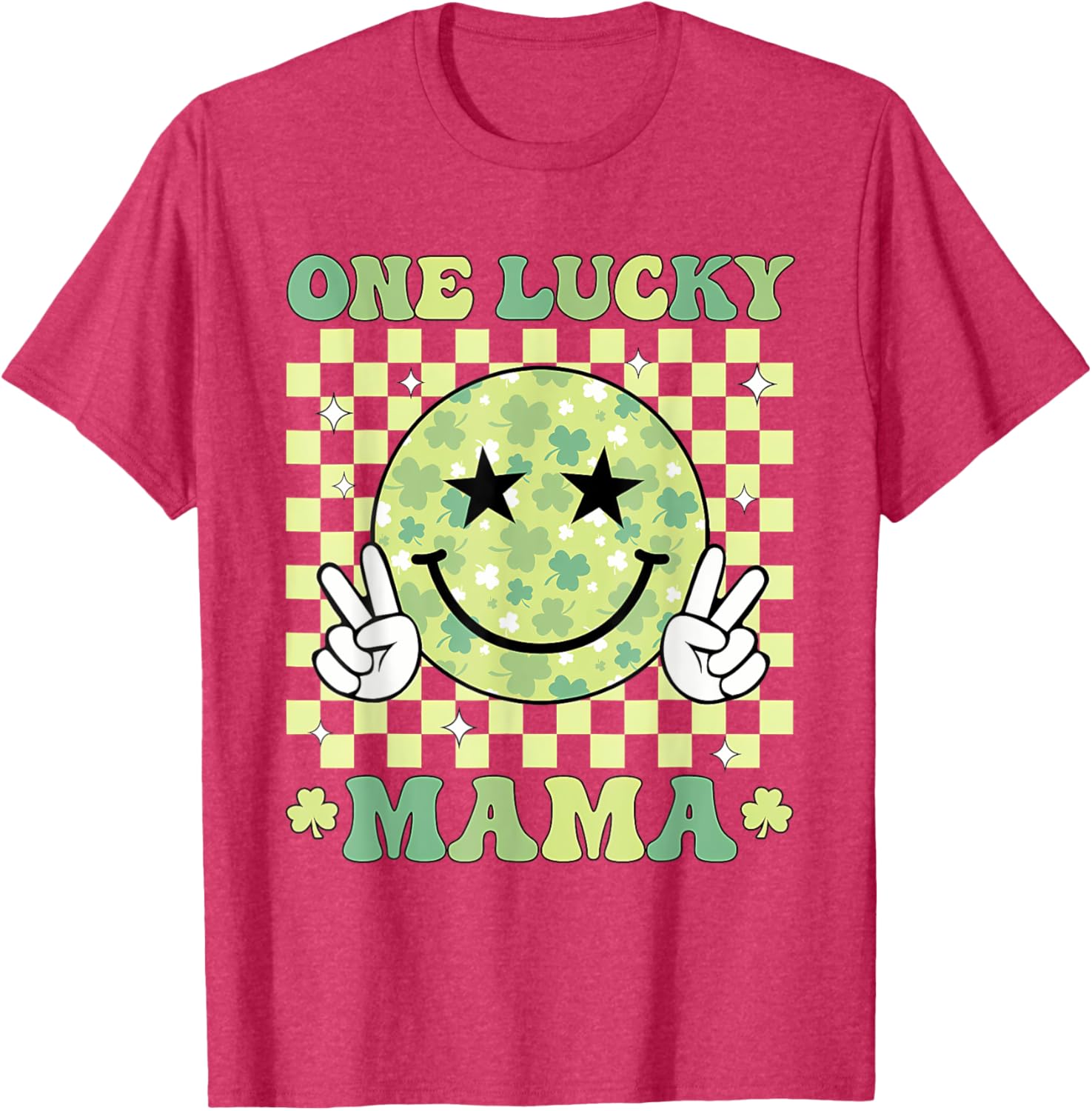 One Lucky Mama St Patricks Day 2025 Retro T-Shirt for Moms - 5