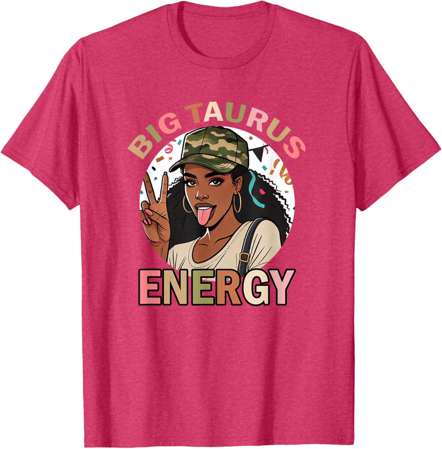 Big Taurus Energy Camo T-Shirt for Black Women - Retro Birthday Gift - 6