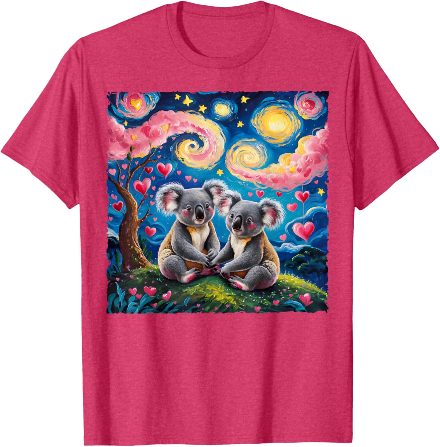 Koala Bear Van Gogh Starry Night T-Shirt for Romantic Couples - 29
