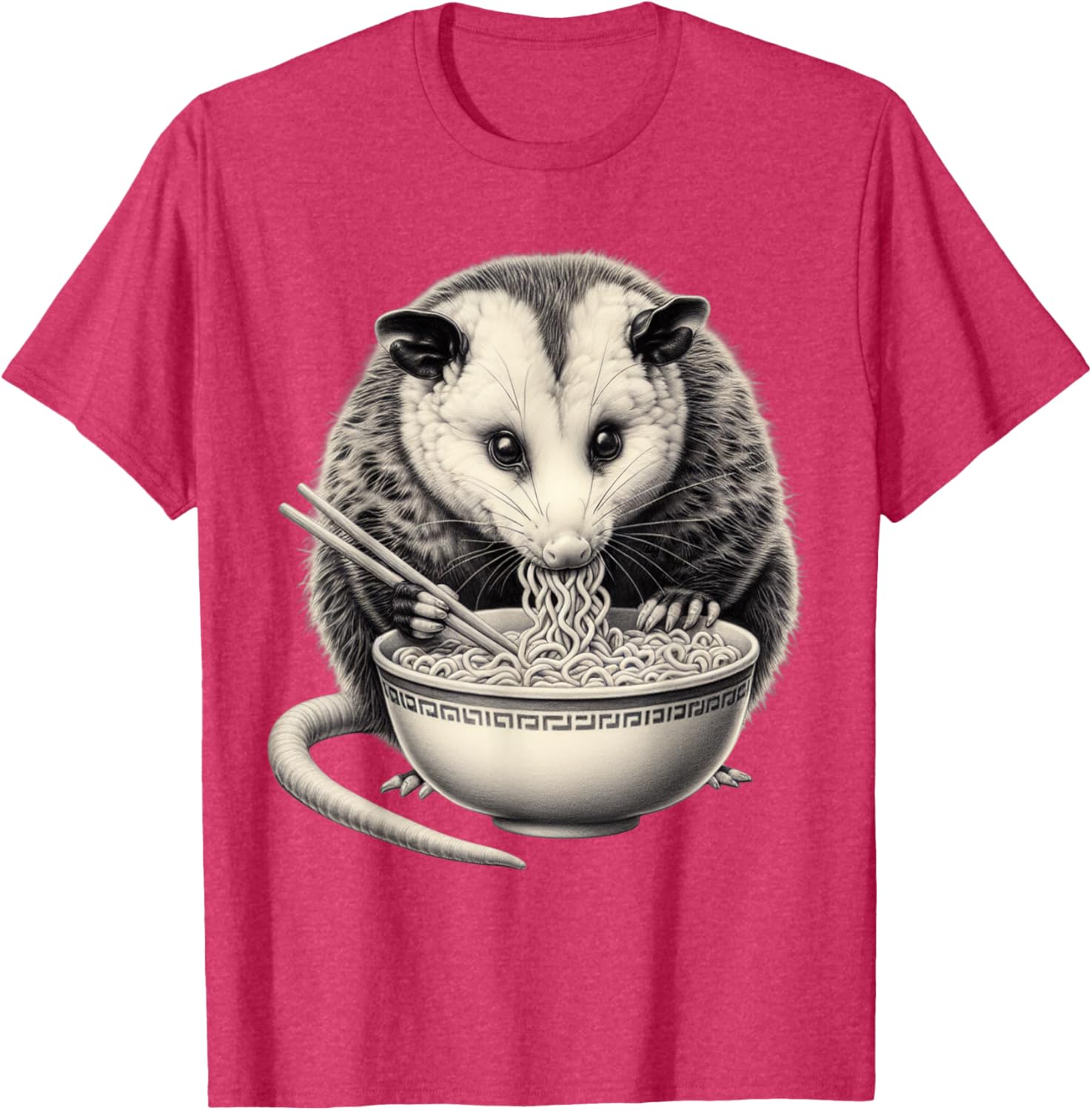 Opossum Eating Ramen Bowl T-Shirt Perfect for Food Lovers and Animal Fans - 11