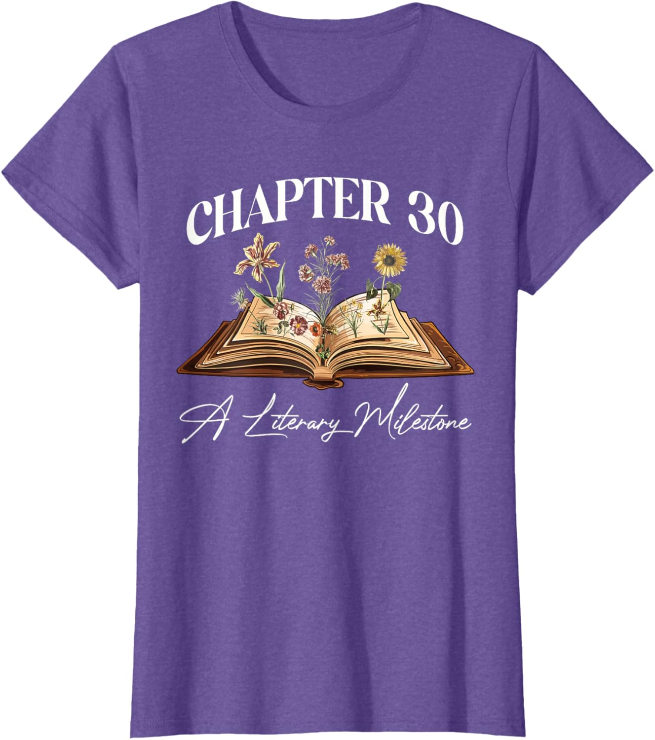 Wildflower Book Lover 30th Birthday T-Shirt for Nature Enthusiasts - 1