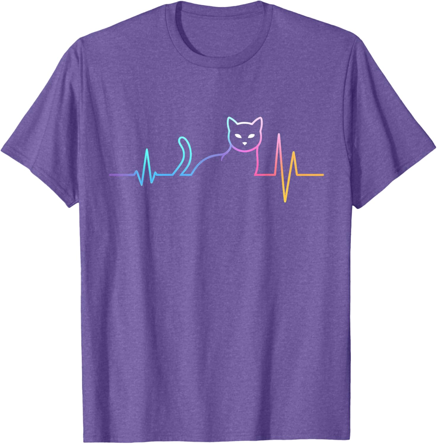 Colorful Heartbeat Cat T-Shirt for Funny Cat Lovers - Gifts for All Ages - 3