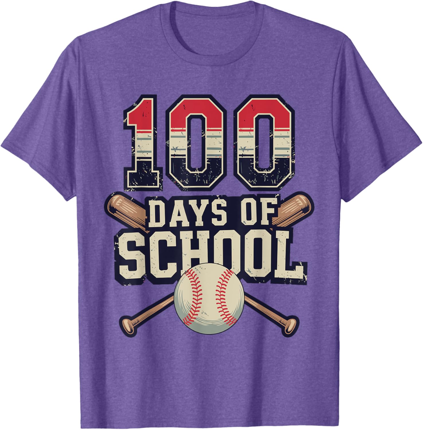 Vintage Baseball Theme 100 Days of School Celebration T-Shirt for Kids - 3