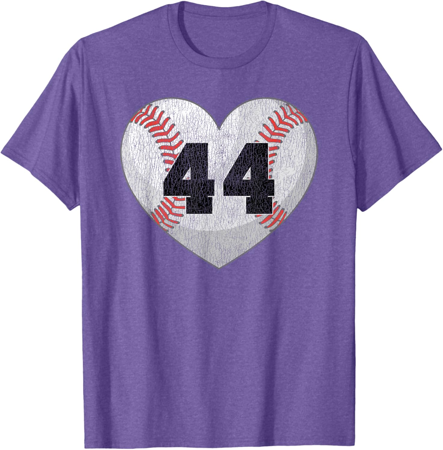 Cute Baseball Number 44 Distressed Heart T-Shirt for Baseball Moms - 13