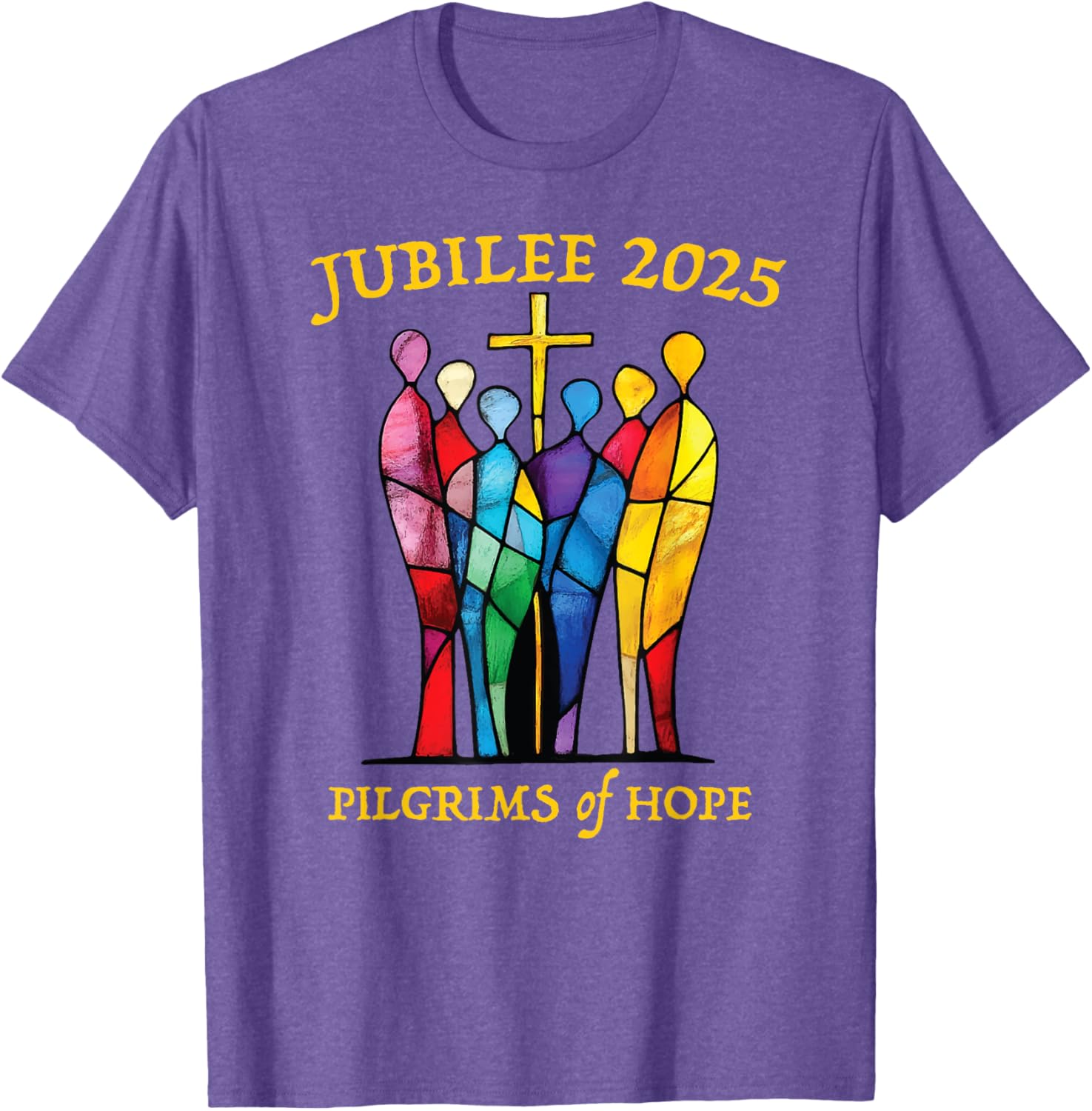 Catholic Jubilee 2025 Pilgrims of Hope Stained Glass T-Shirt for All - 15