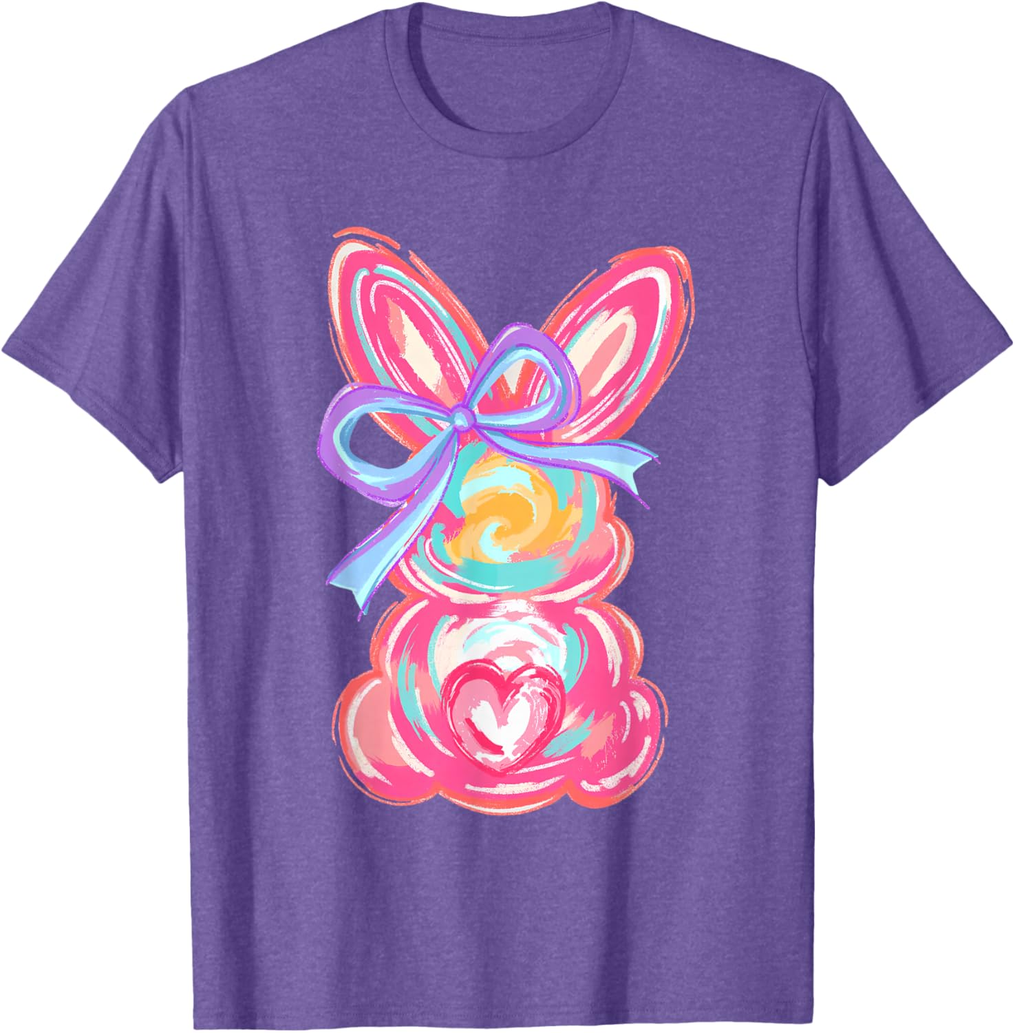 Cute Easter Bunny Bow Tie Dye T-Shirt for Girls and Women - 4