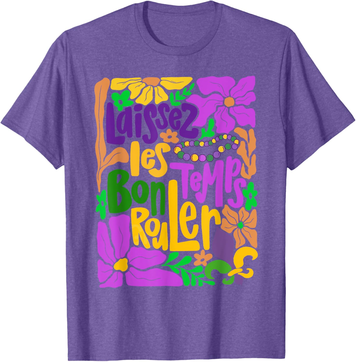 Laissez Les Bon Temps Rouler Mardi Gras Boho Floral T-Shirt for Fun Celebrations - 7
