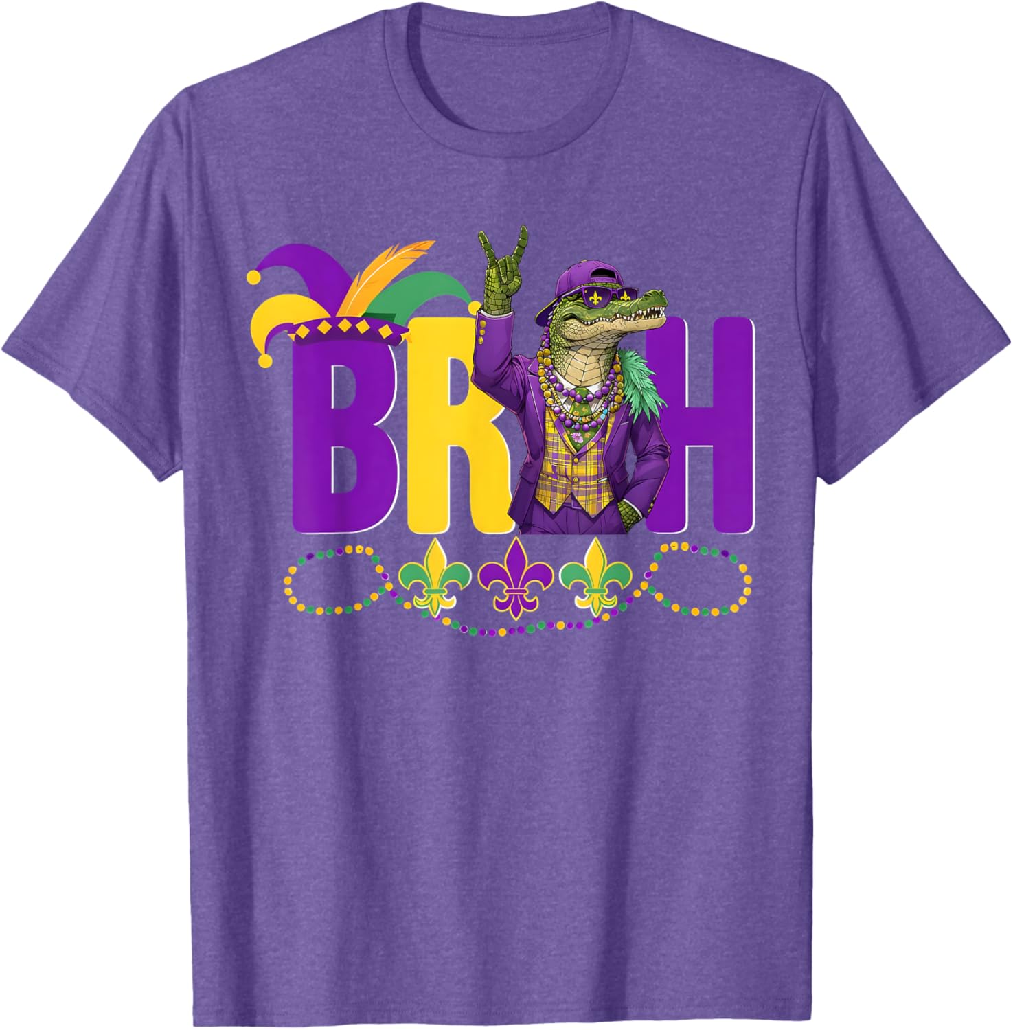 Bruh Mardi Gras Alligator Funny Meme T-Shirt for Boys and Teens - 9