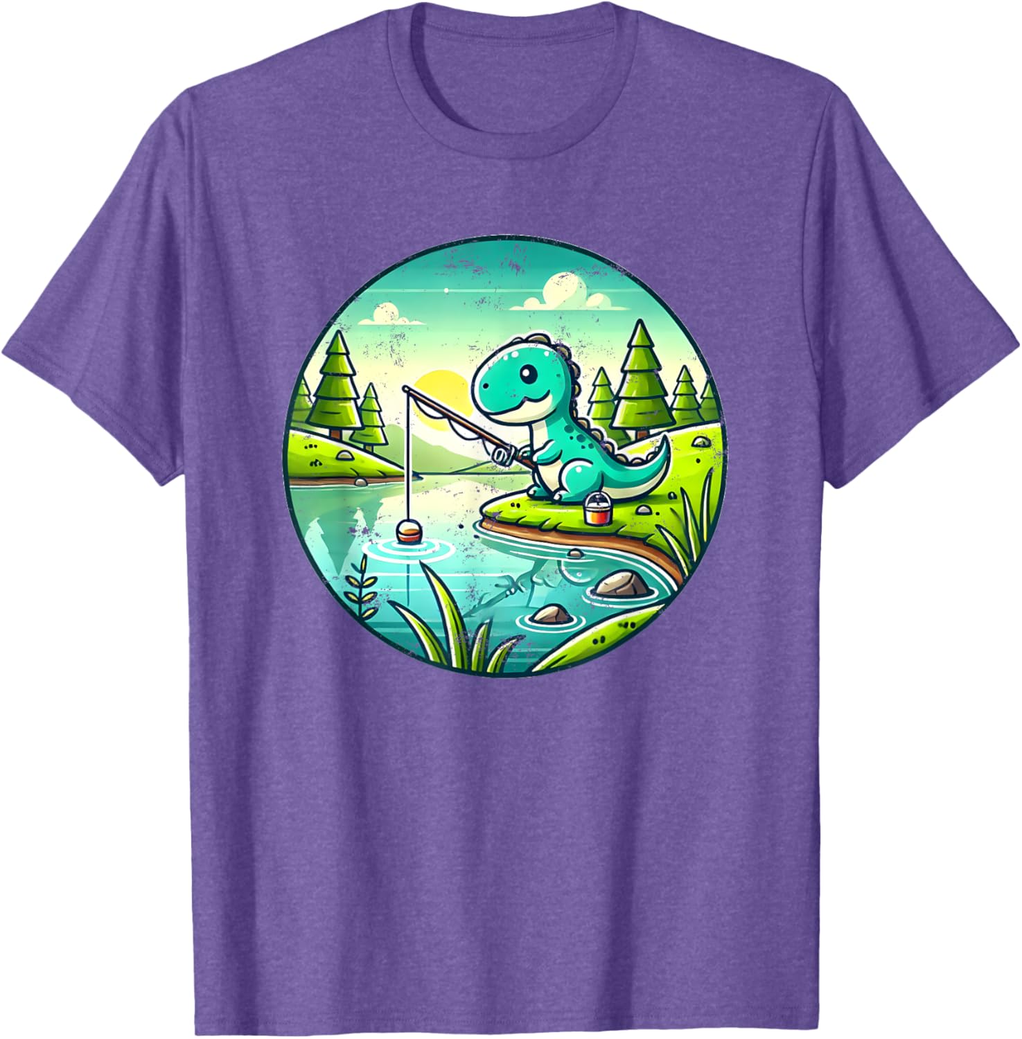 Cute Dinosaur Fishing T-Shirt for Kids and Adults - Fun and Comfy Wear - 3