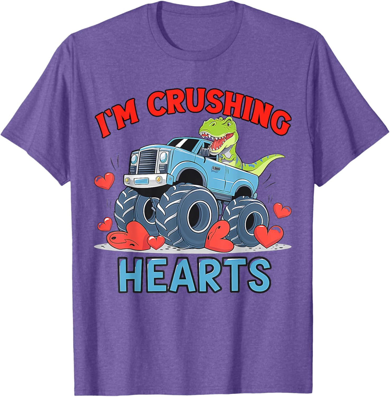 Hearts Crusher Monster Truck Valentine's Day T-Shirt for Kids and Adults - 19