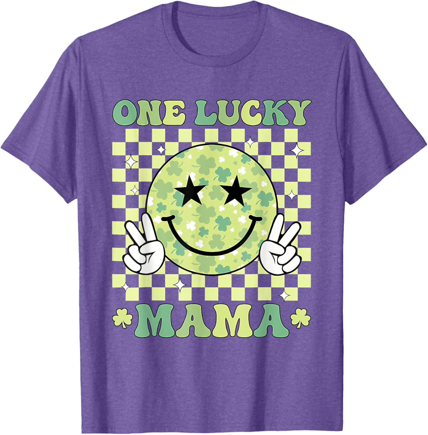 One Lucky Mama St Patricks Day 2025 Retro T-Shirt for Moms - 26