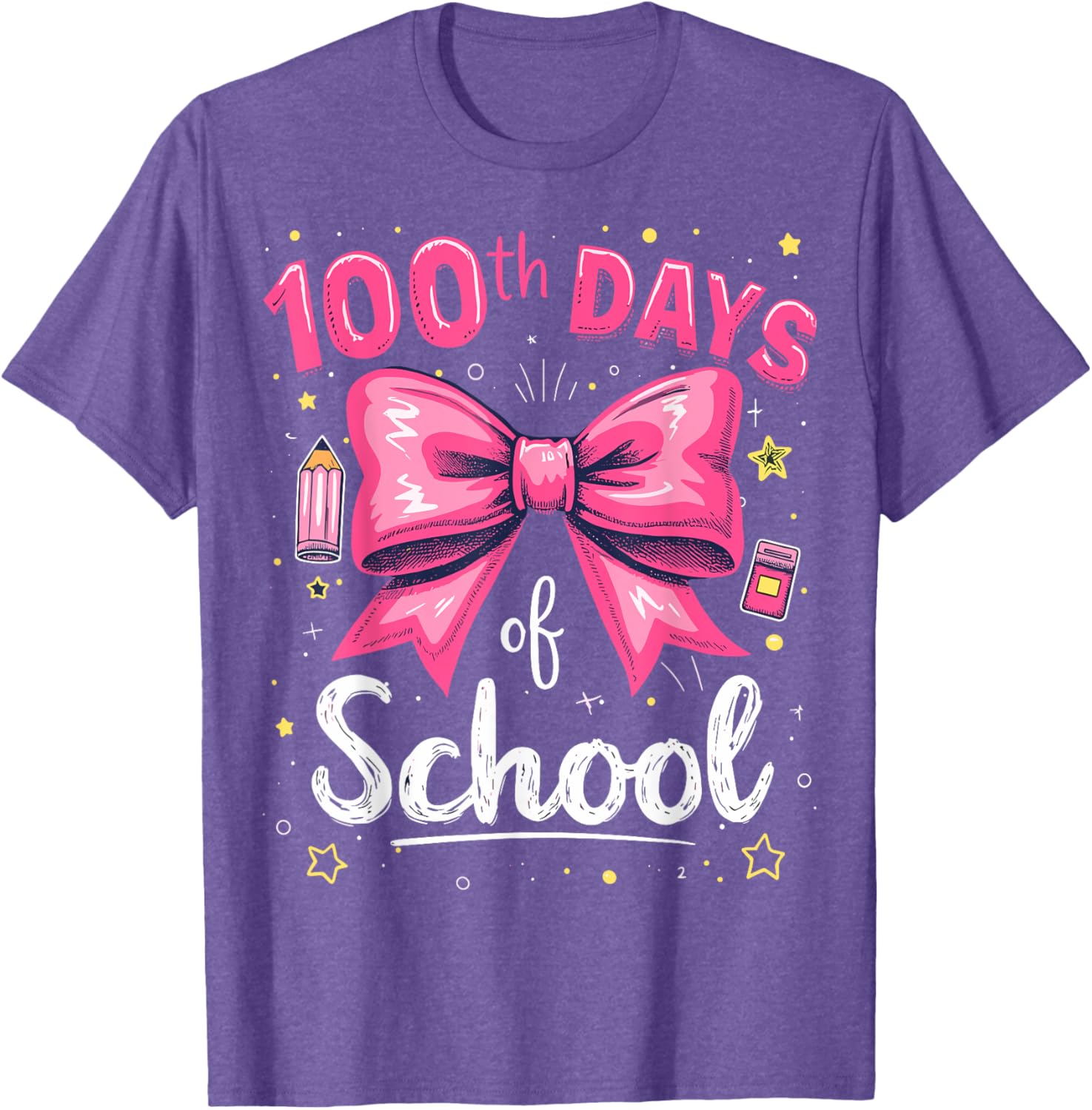 100 Days of School Teacher Coquette Bow T-Shirt for 100th Day Celebration - 5