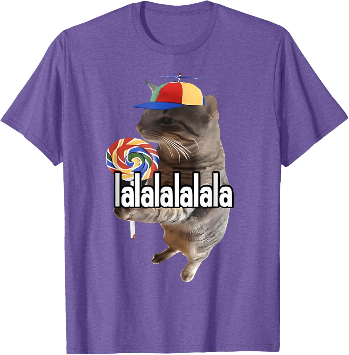 Silly Cat with Lollipop Funny Meme T-Shirt for Men, Women, Kids - 3