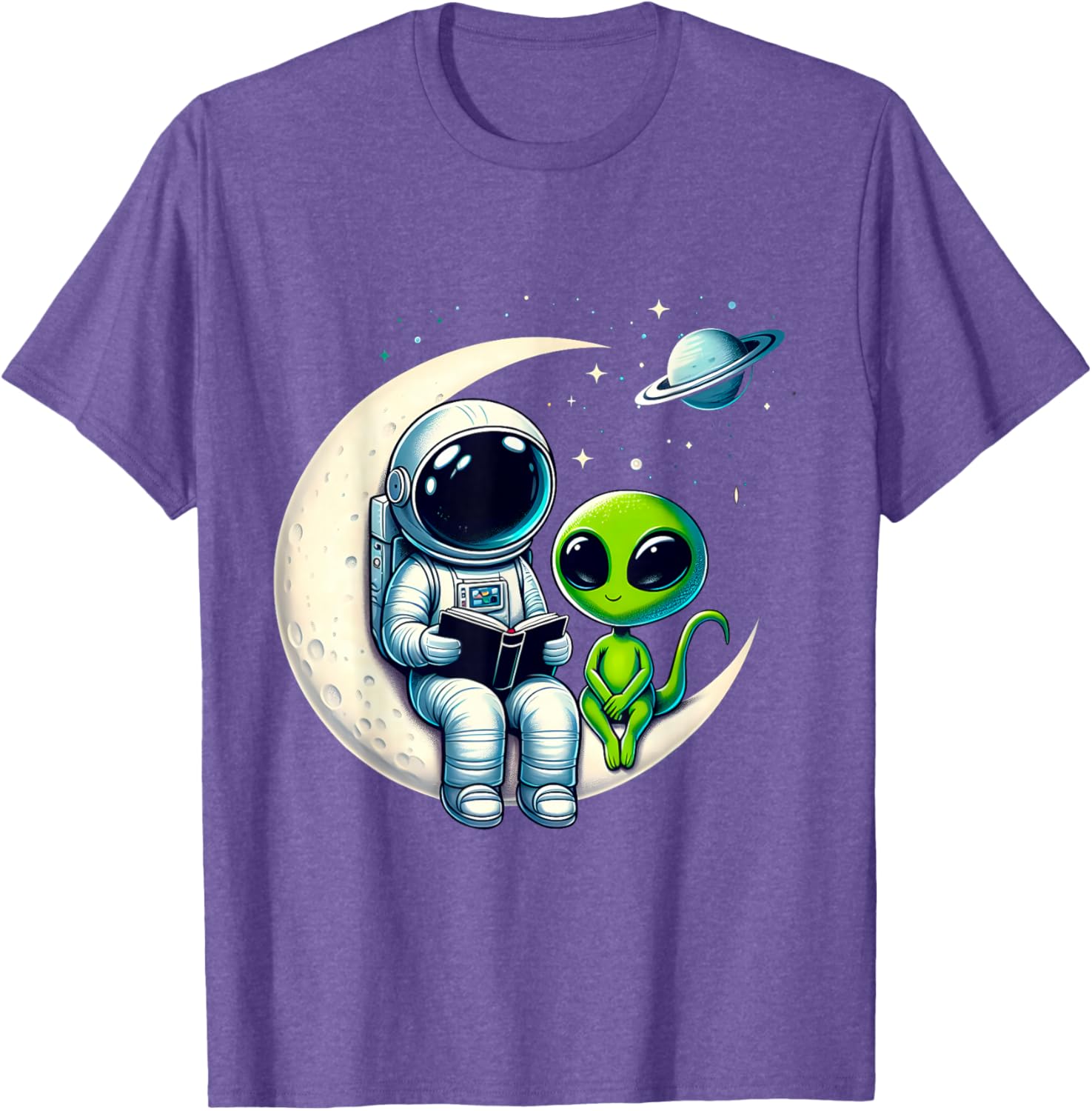Astronaut Reading to Alien Kids T-Shirt for Space Lovers and Dreamers - 17