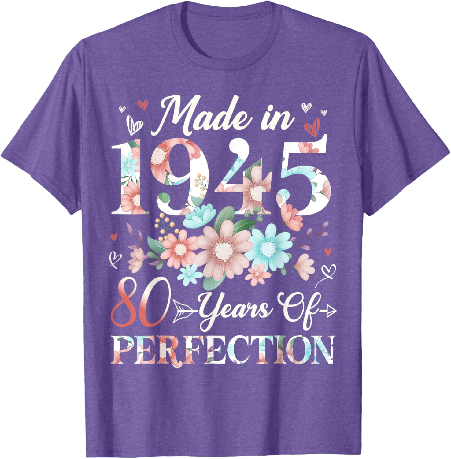 Floral 80th Birthday T-Shirt for Women - Celebrating 80 Years of Joy - 4